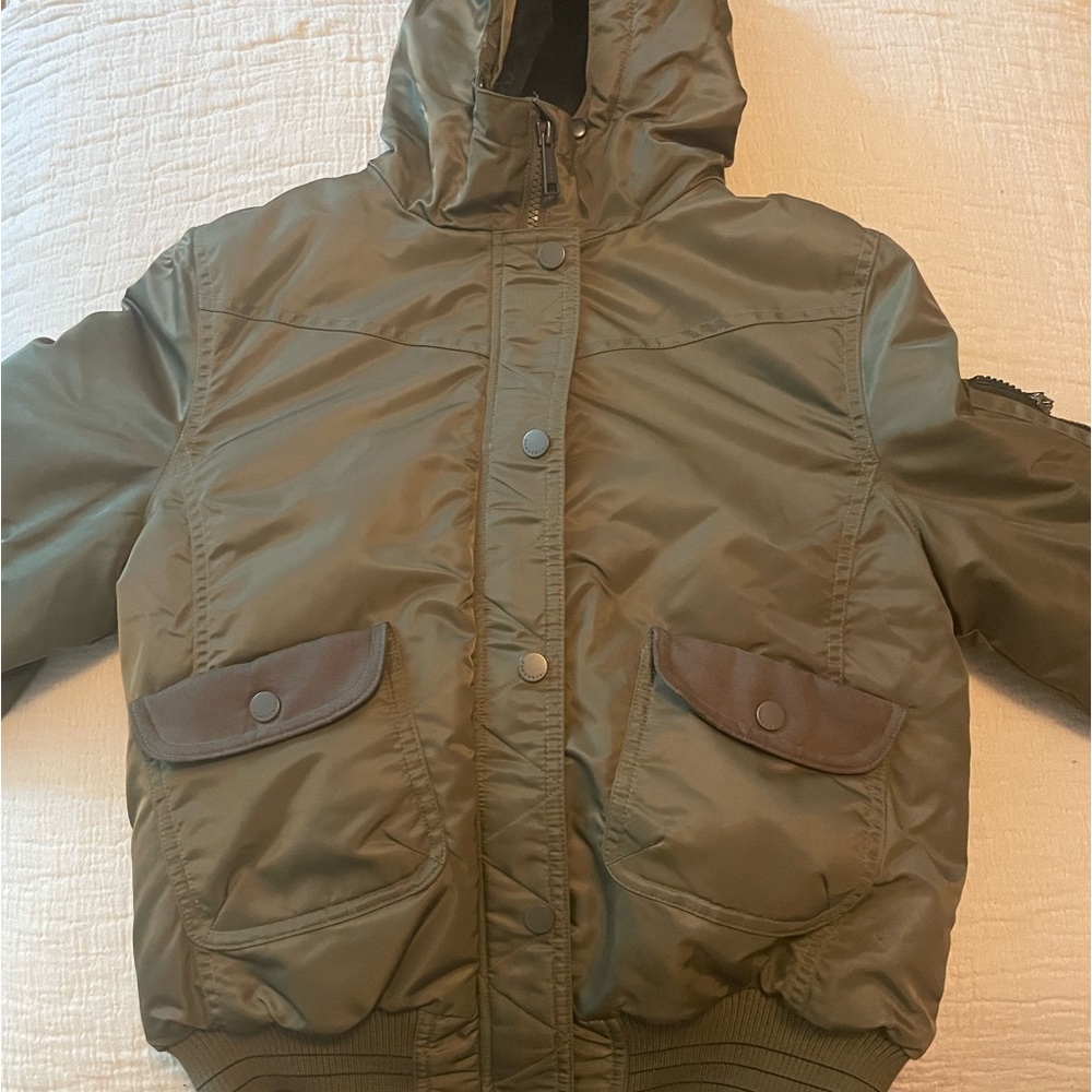 Hawke & Co army green bomber jacket